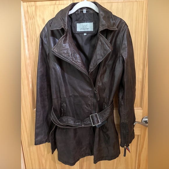 Bod Christensen Genuine Leather Women’s Mid Length Brown Jacket Size M NWT - Picture 2 of 16